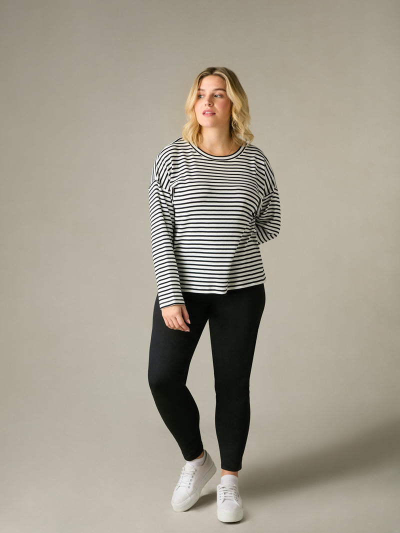 Navy Stripe Jersey Relaxed Top