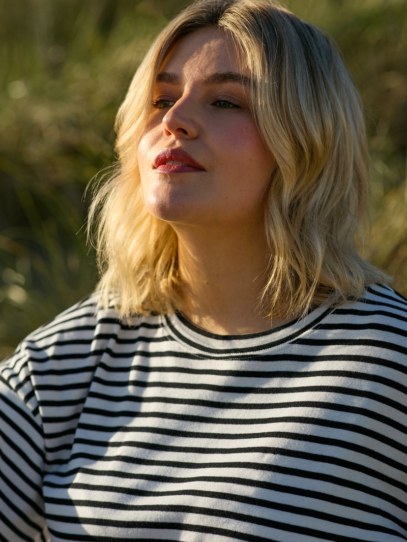 Navy Stripe Jersey Relaxed Top