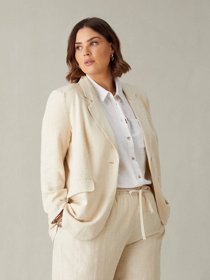 Natural Linen Blend Blazer