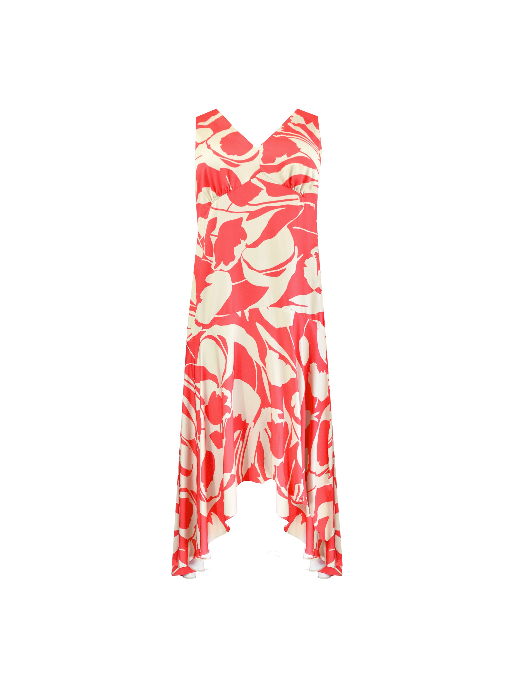 Red Abstract Print Sleeveless Maxi Dress