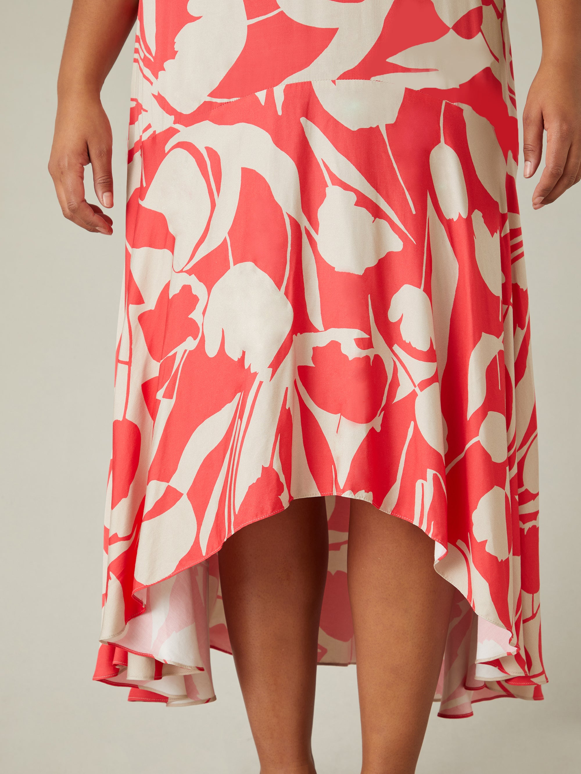 Red Abstract Print Sleeveless Maxi Dress