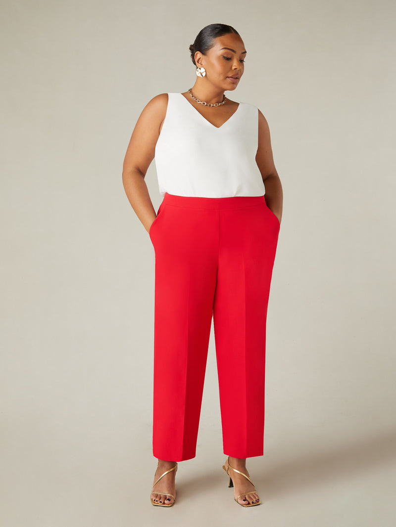 Red Tailored Side Split Trousers