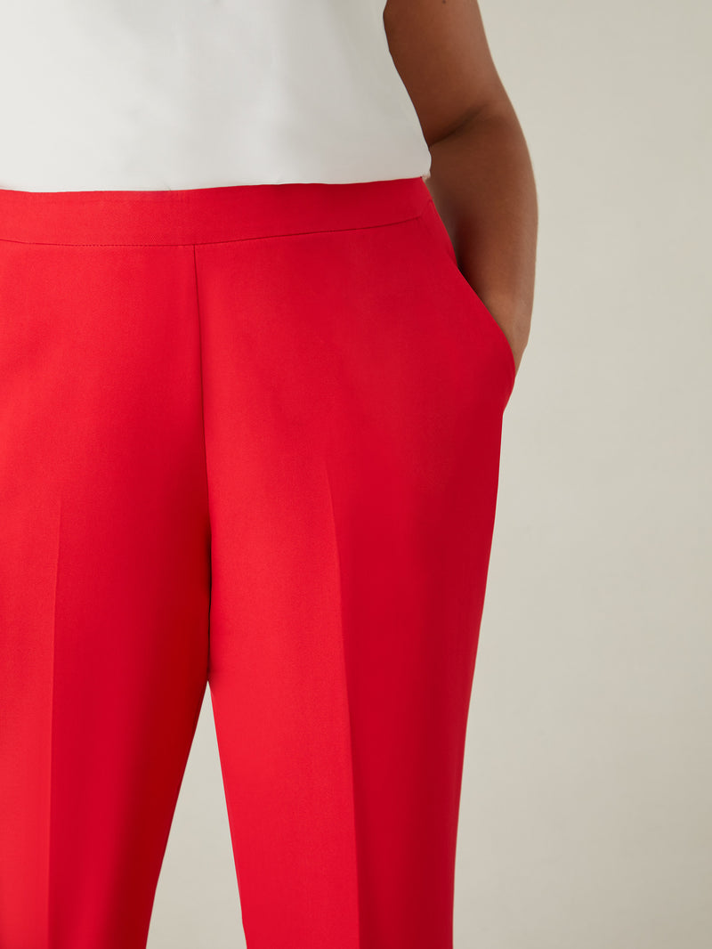 Red Tailored Side Split Trousers