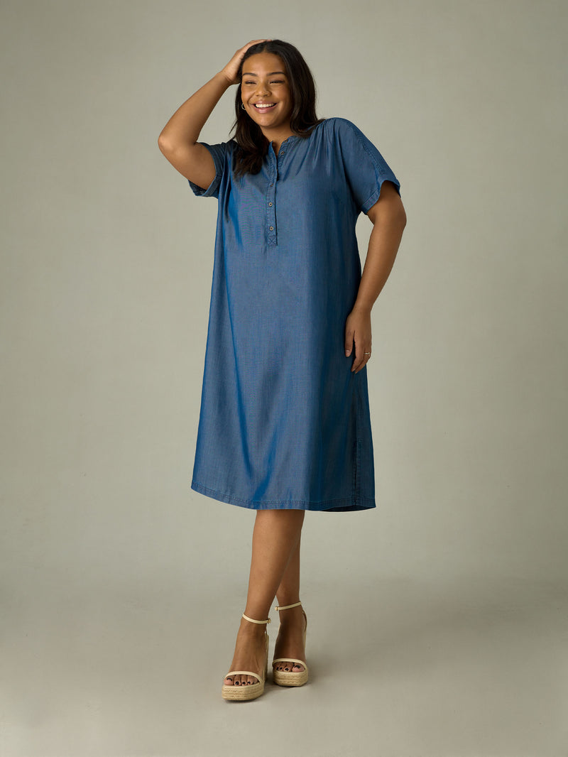Blue Denim Relaxed Shirt Dress