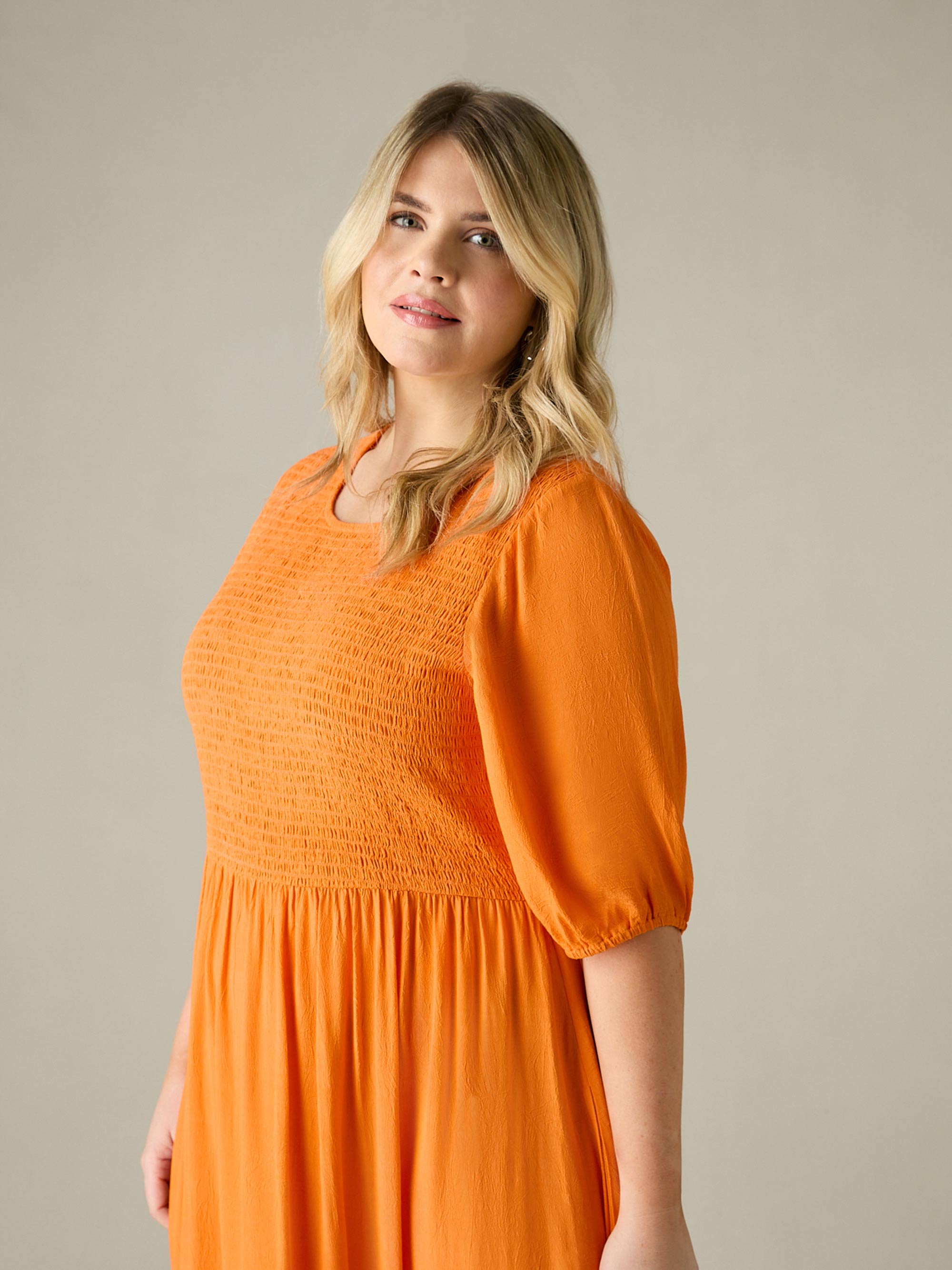 Orange Smock Midi Dress