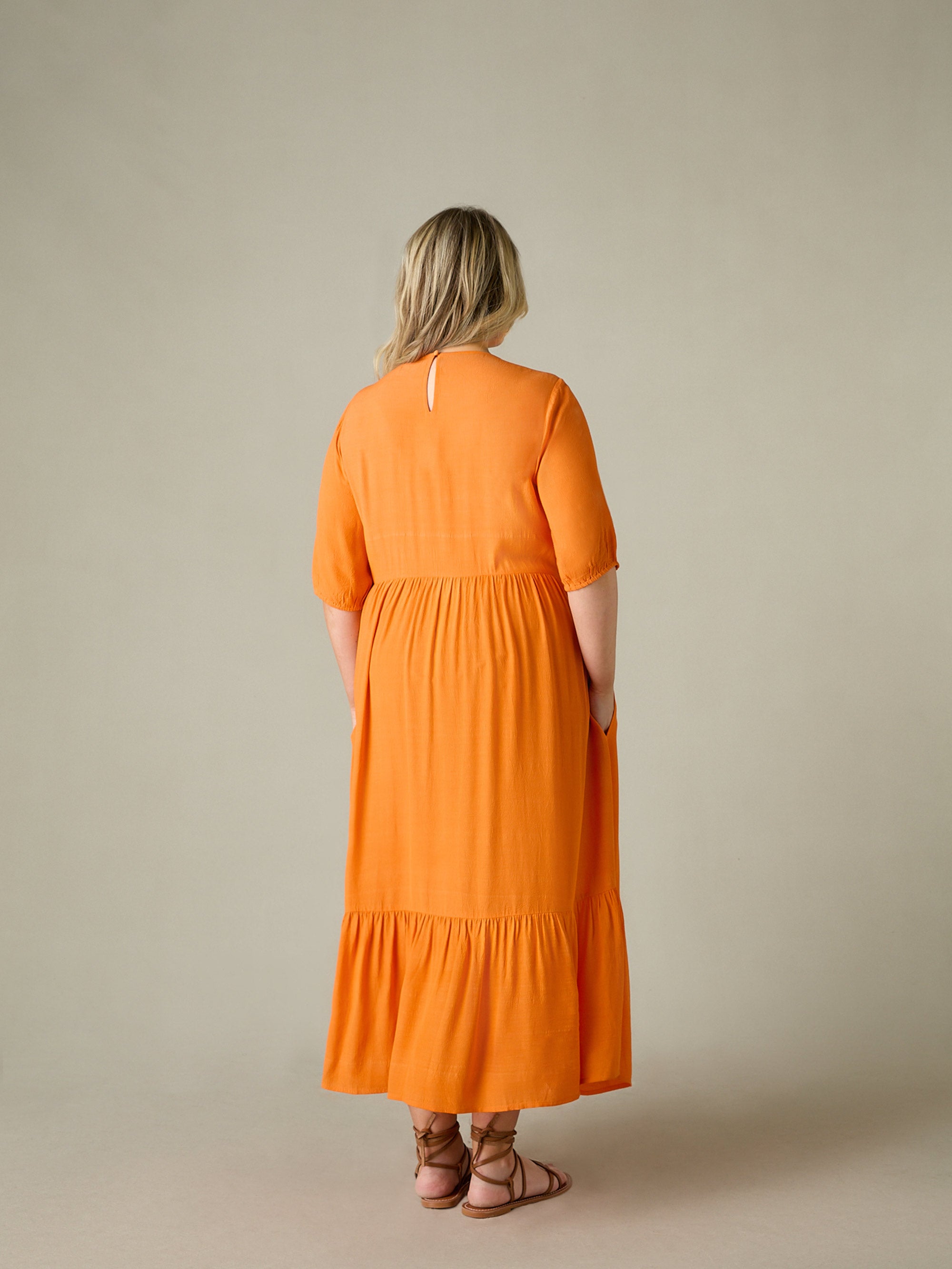 Orange Smock Midi Dress