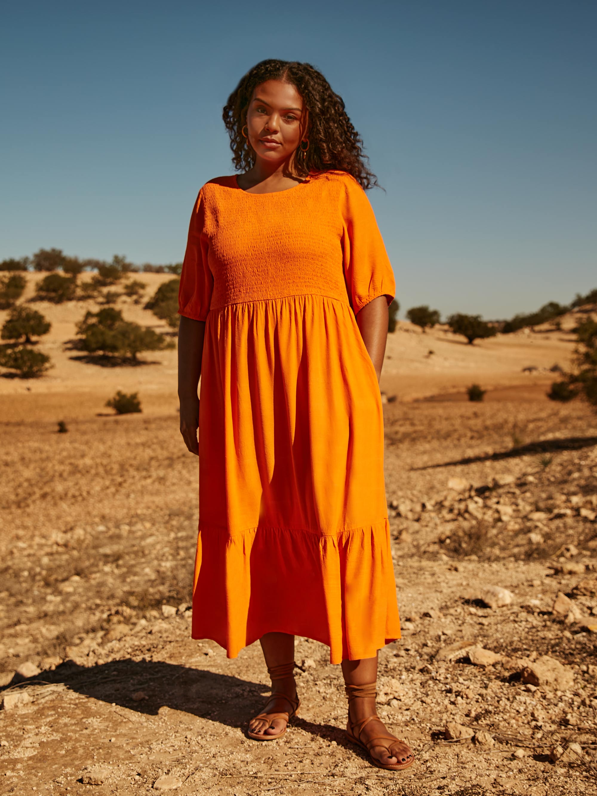 Orange Smock Midi Dress Orange Smock Midi Dress