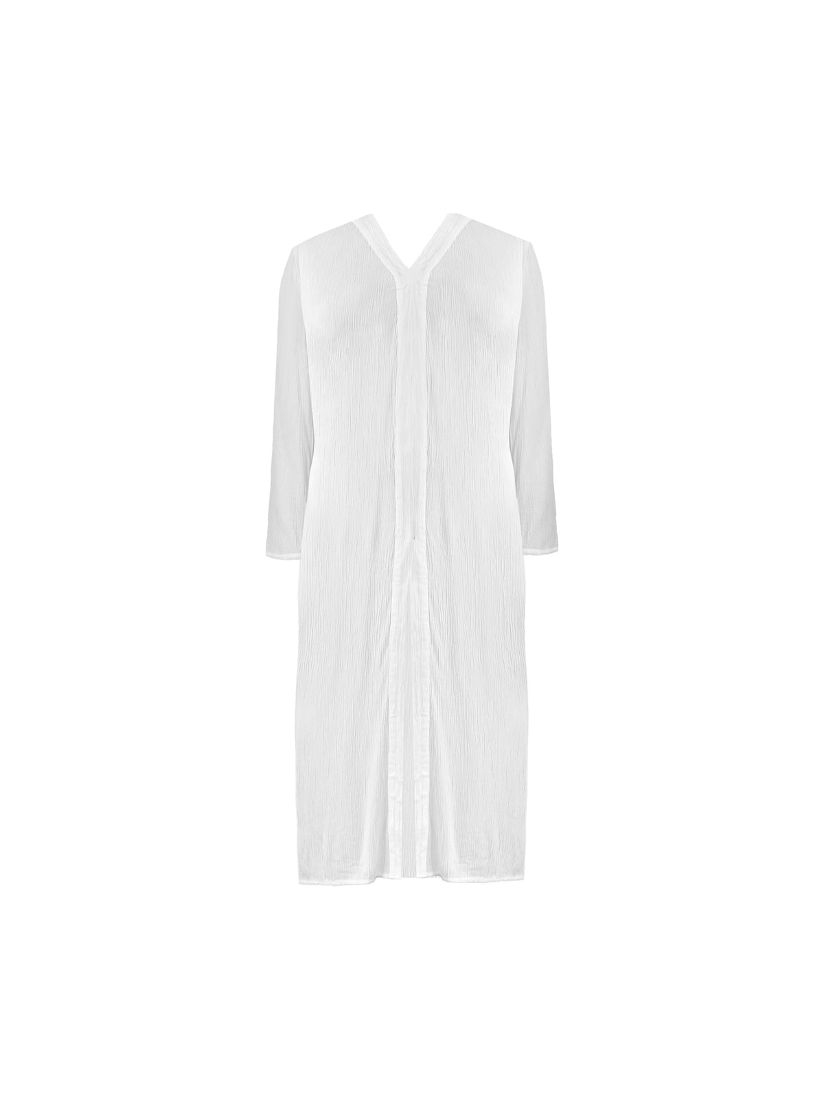 Front Split Tunic White Crinkle Split Front Longline Tunic
