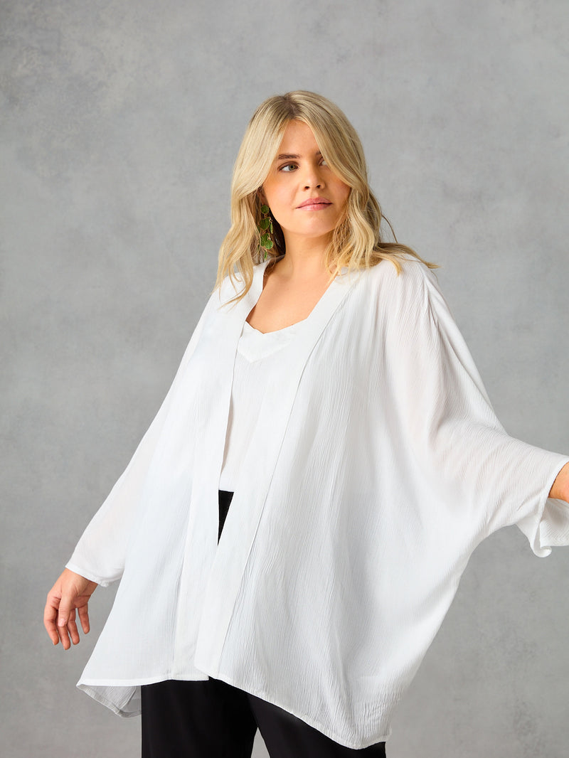 White Crinkle Kimono