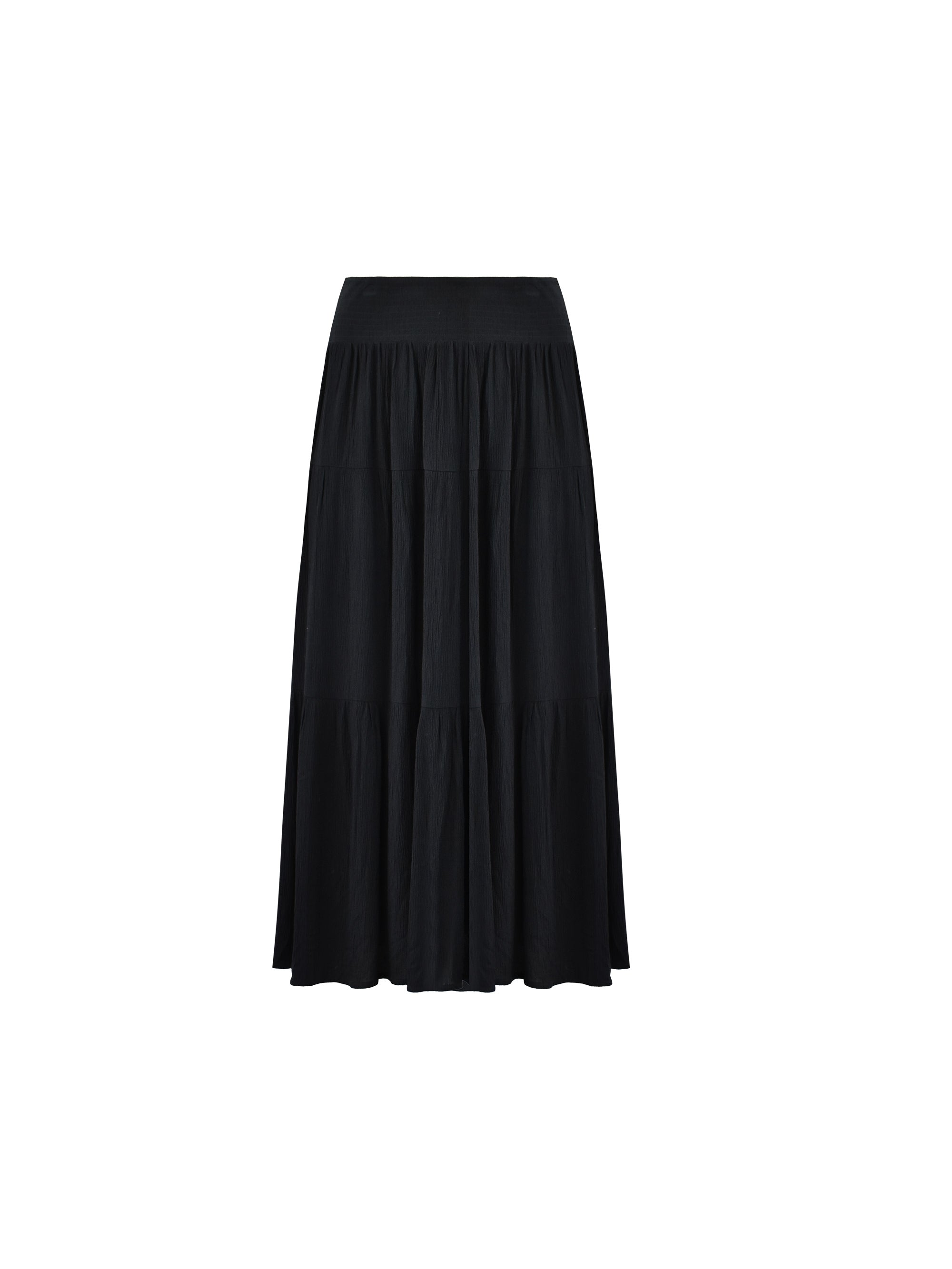 Black Crinkle Tiered Skirt