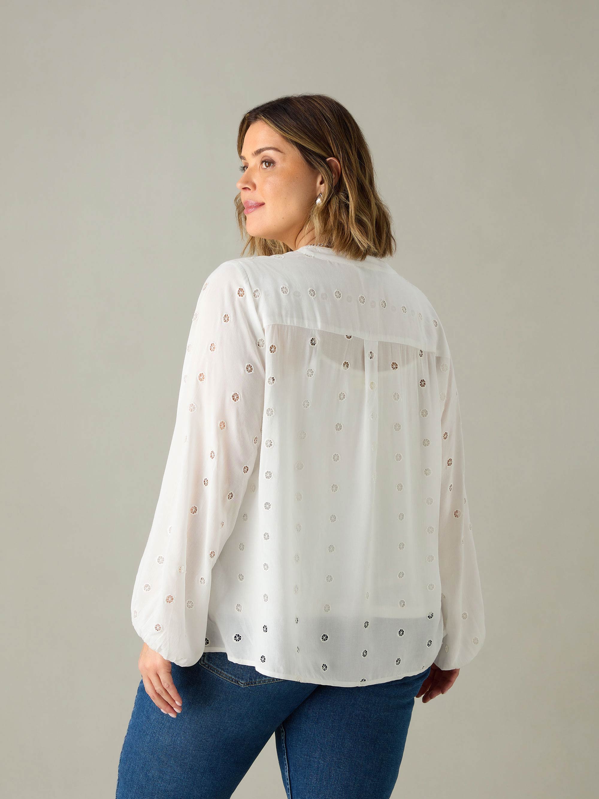 White Broderie V-Neck Blouse