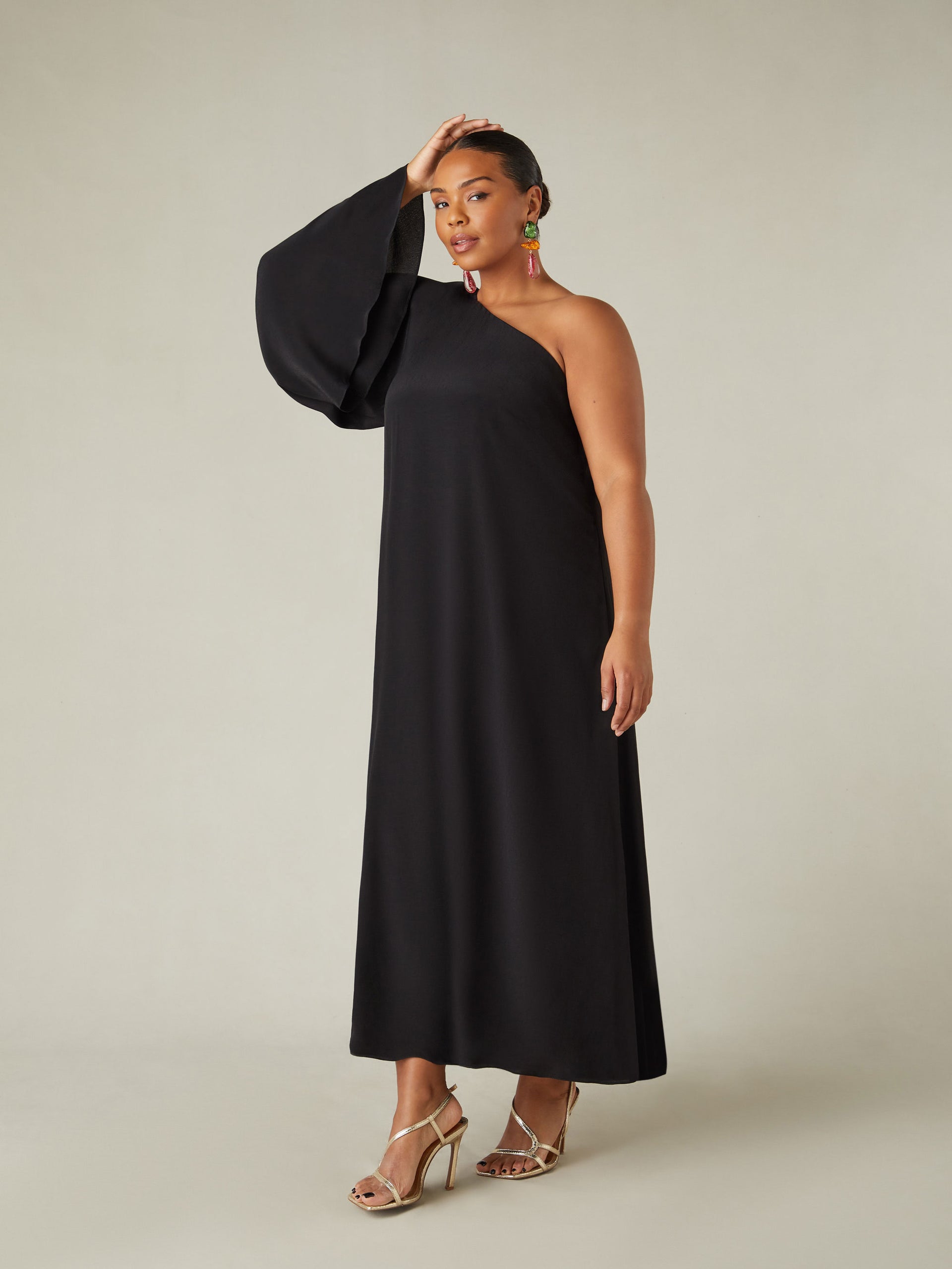 Black One Shoulder Maxi Dress