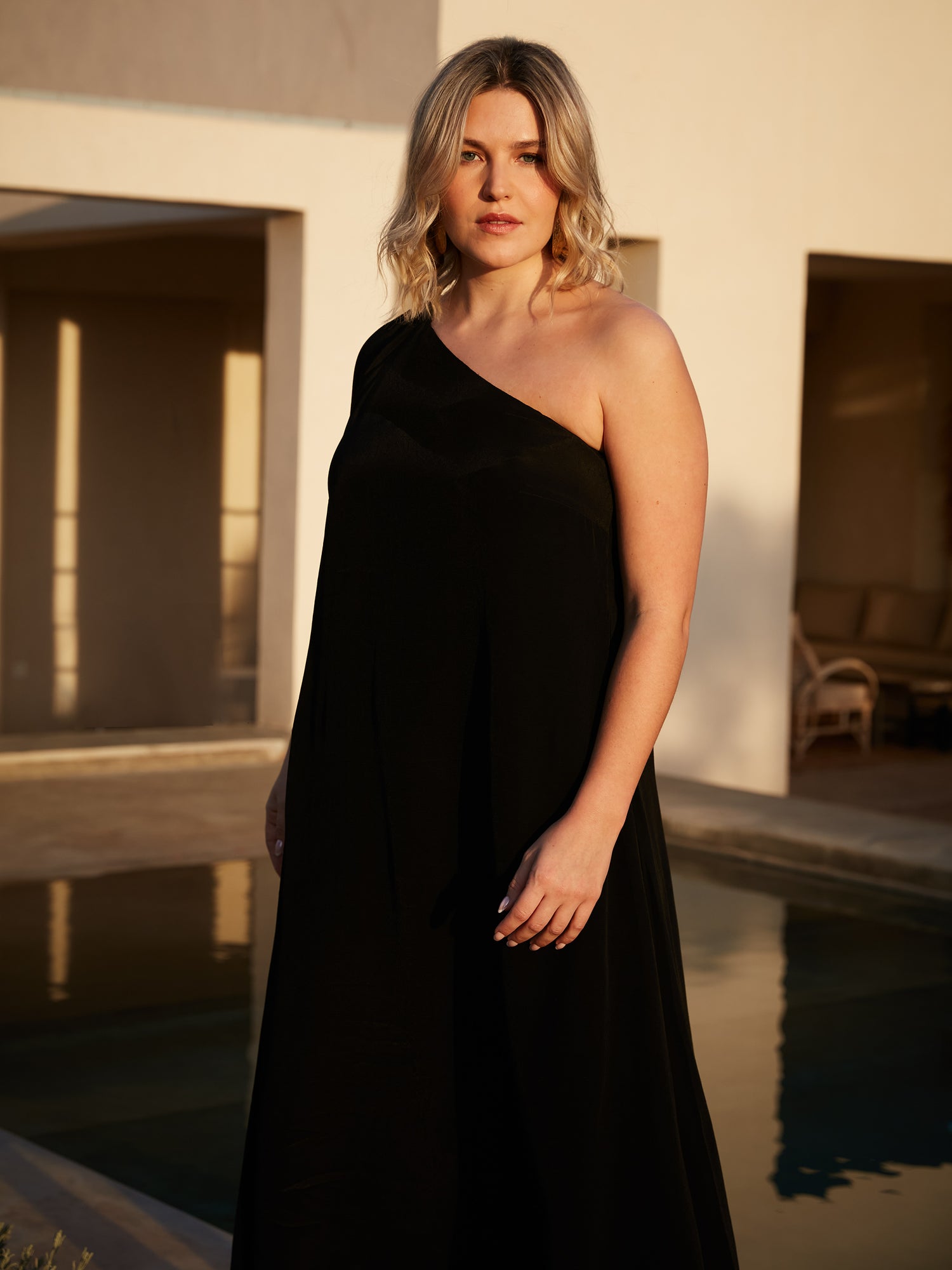 Black One Shoulder Maxi Dress