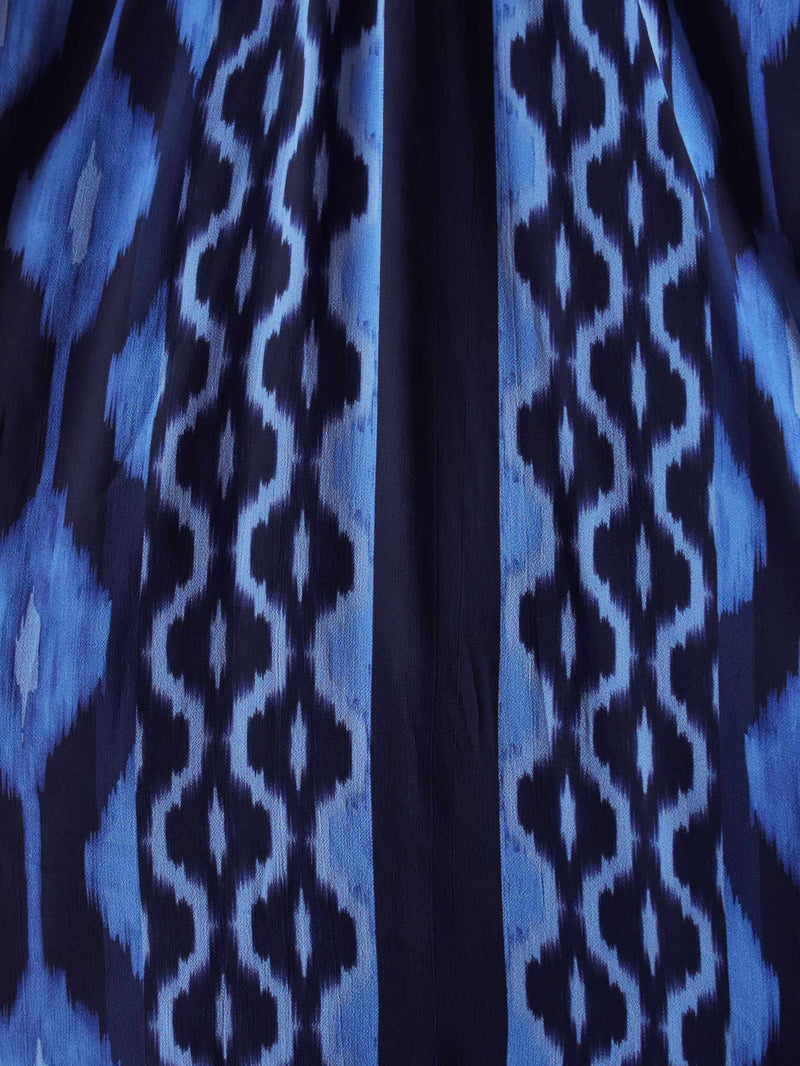 Petite Navy Ikat Print Maxi Kaftan