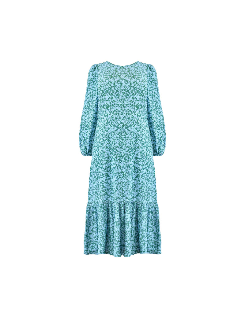 Multi Ditsy Print Tiered Midaxi Dress