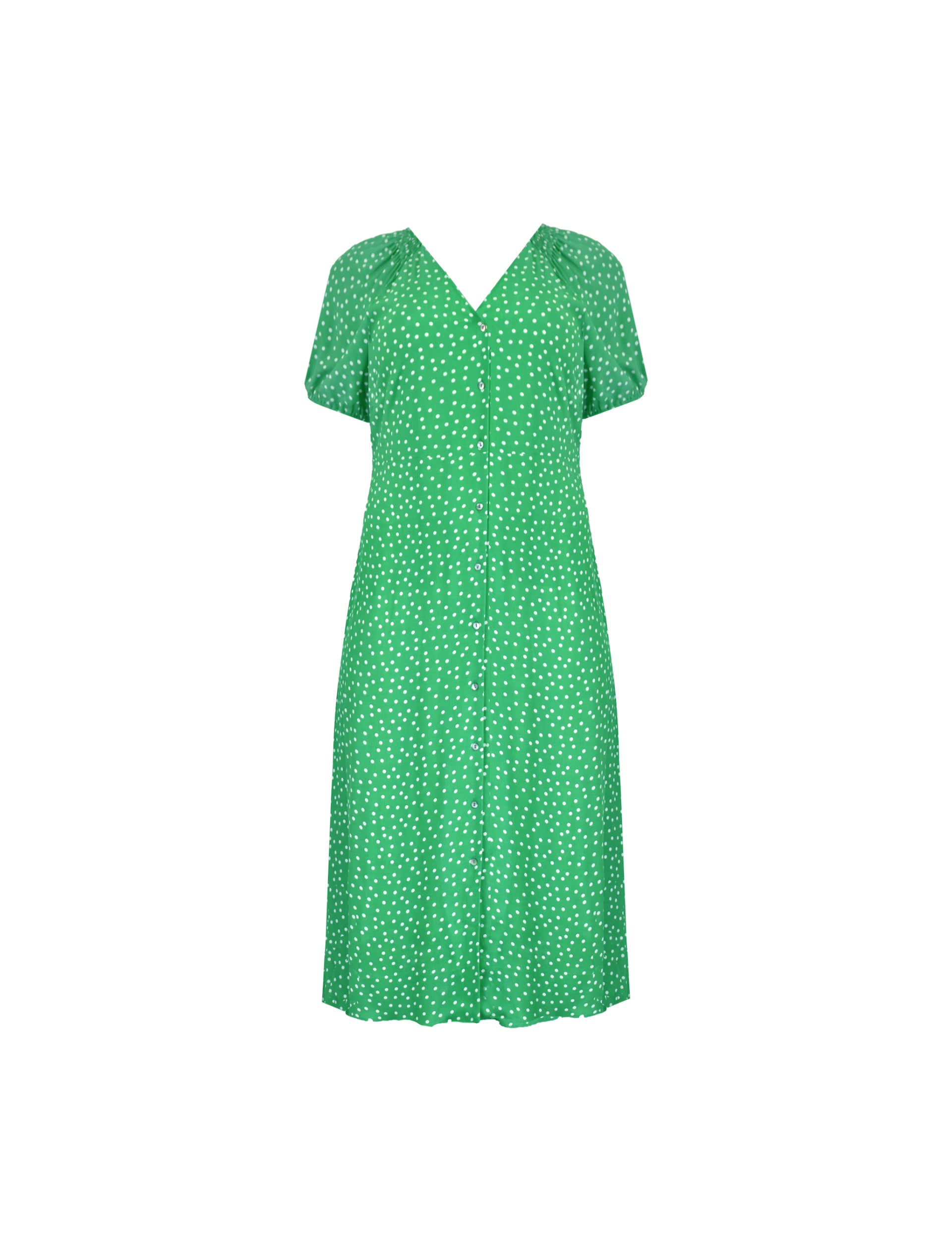 Green spotted midi dress best sale