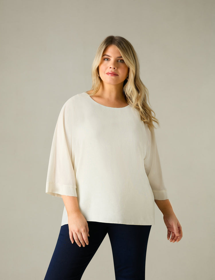 Ivory Textured Overlay Top