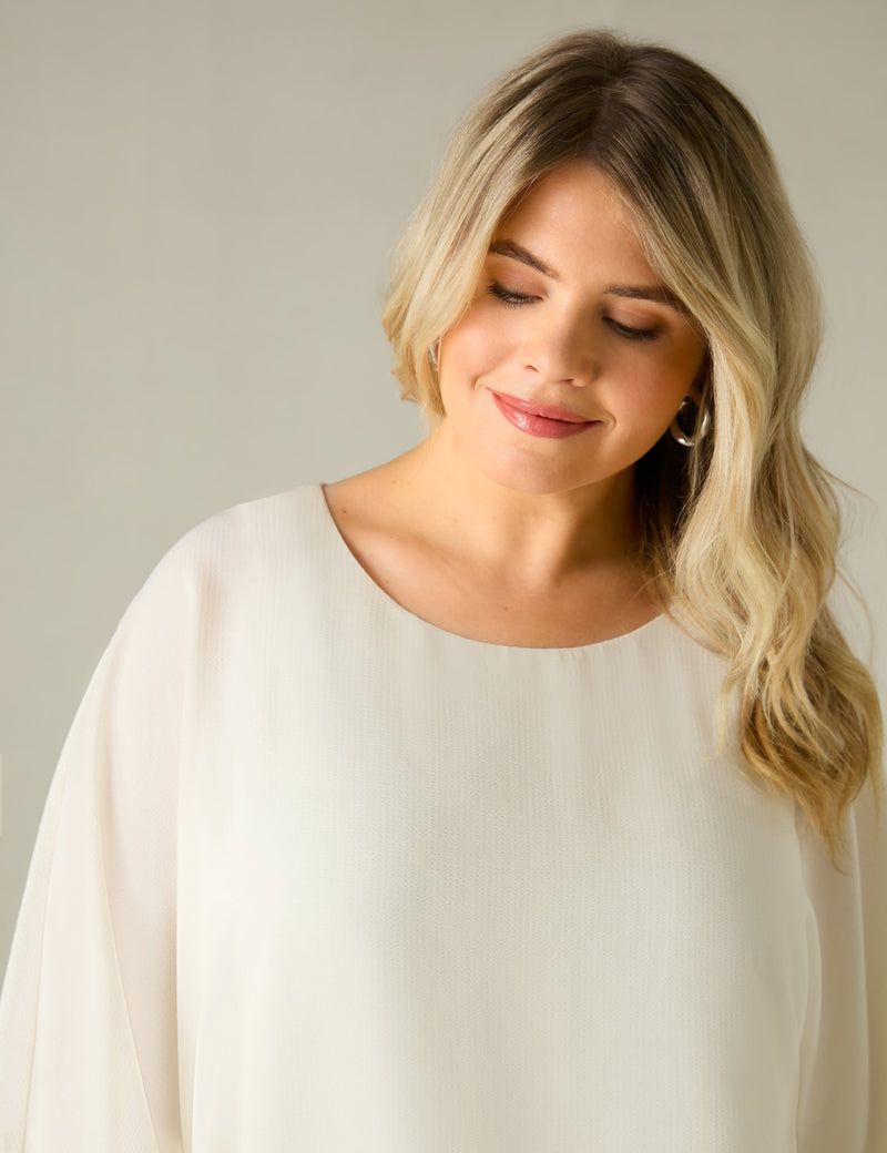 Ivory Textured Overlay Top