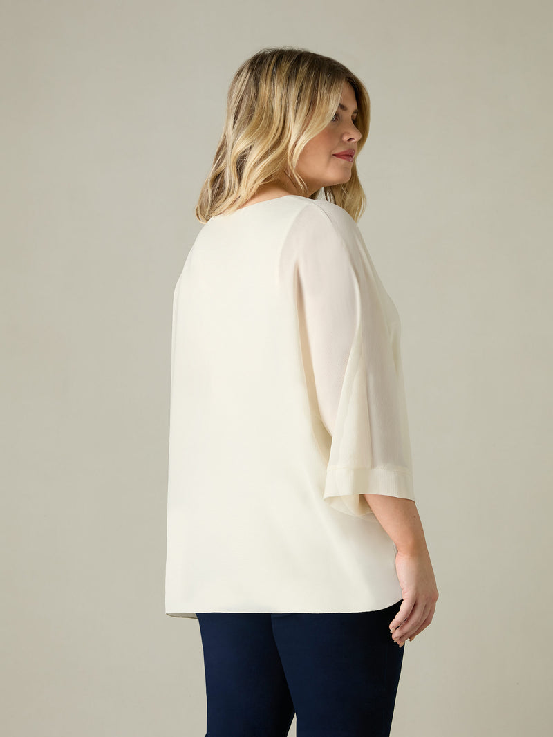 Ivory Textured Overlay Top