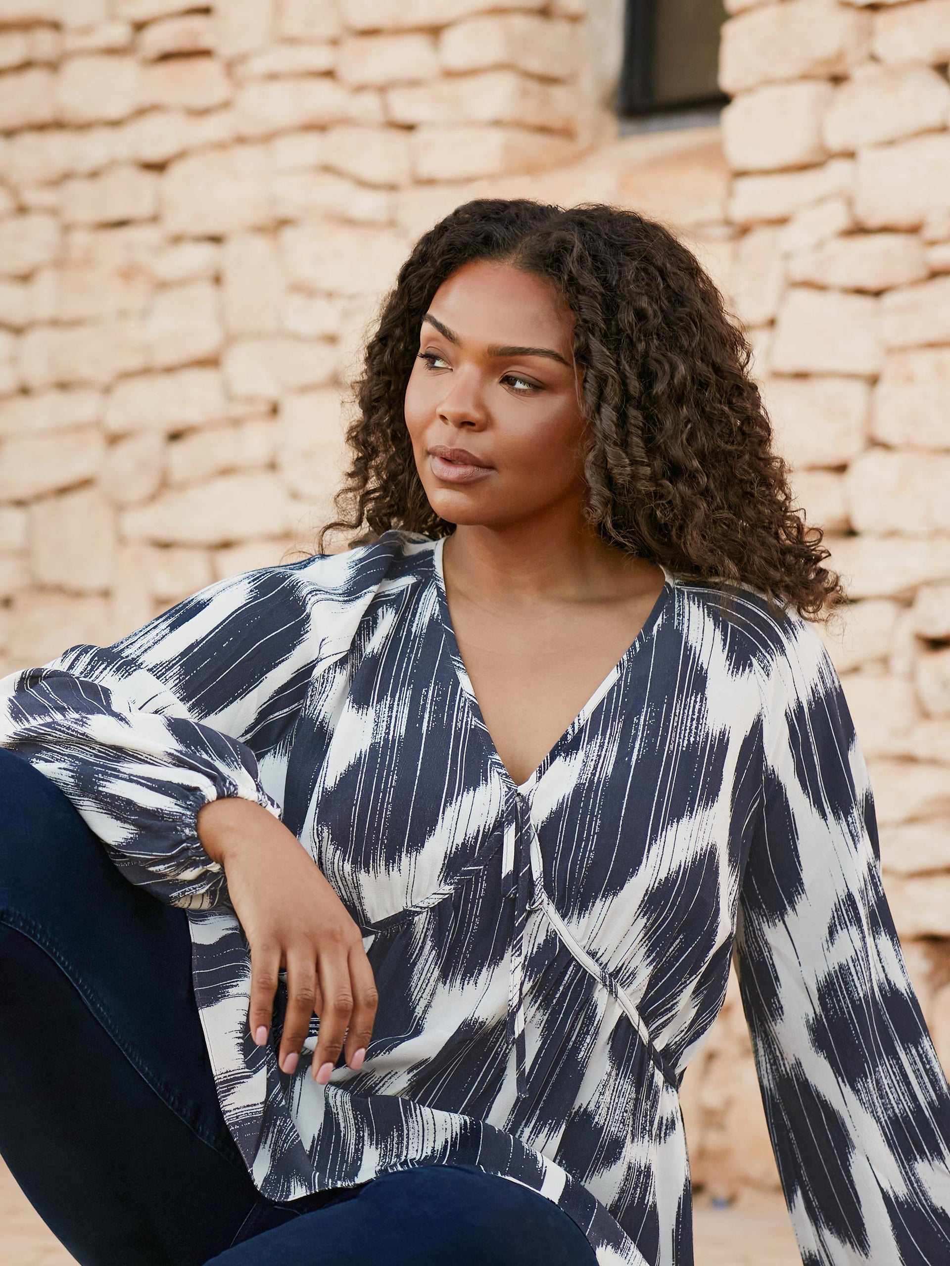 Sage Geo Print Halter Blouse main image 1