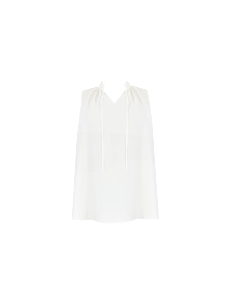 Ivory Ruffle Neck Blouse