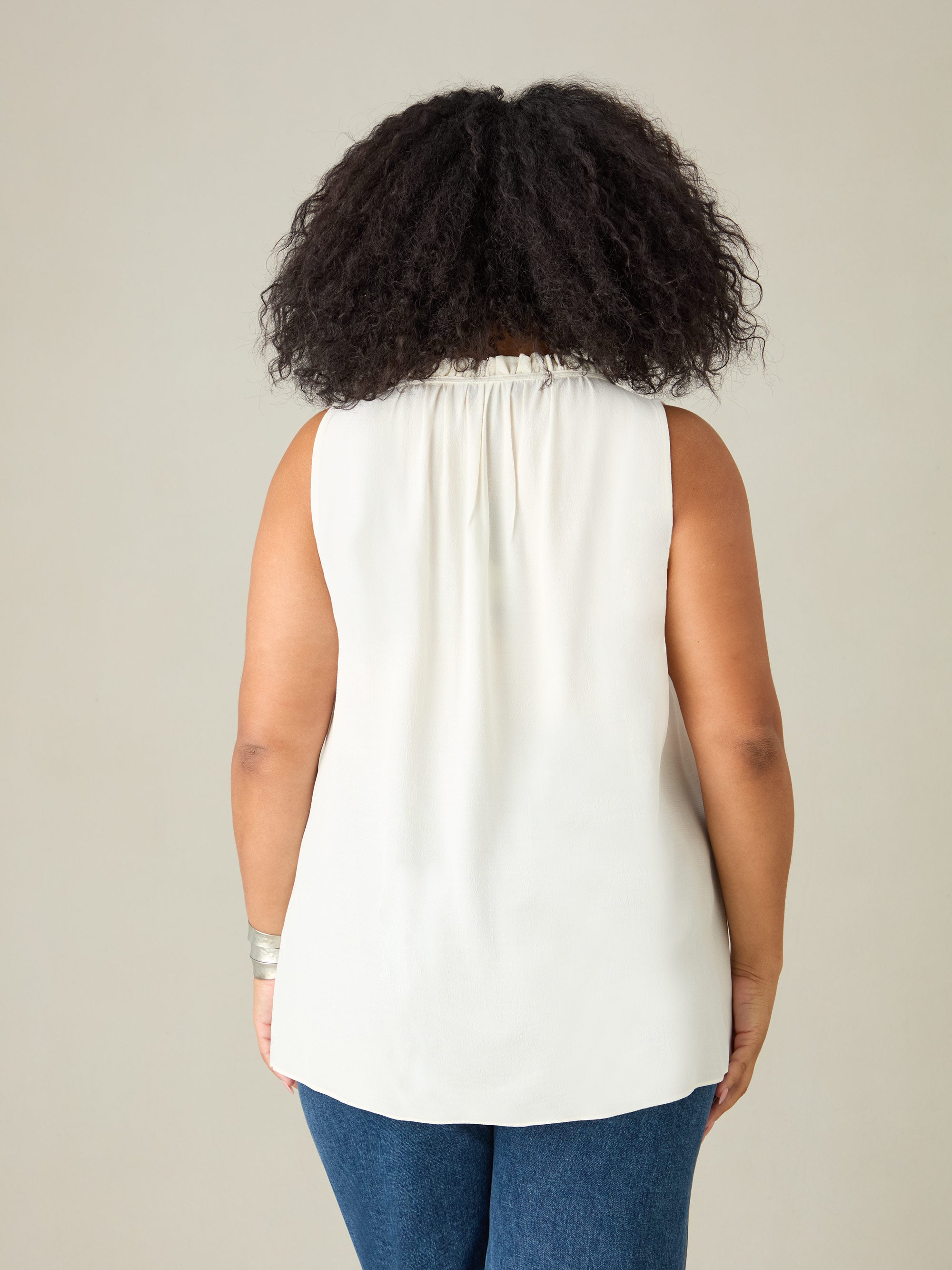 Ivory Ruffle Neck Blouse