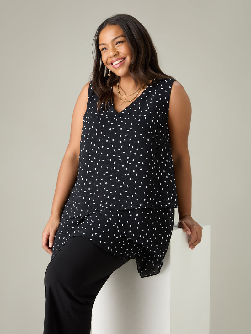 Mono Spot Print Layered Tunic