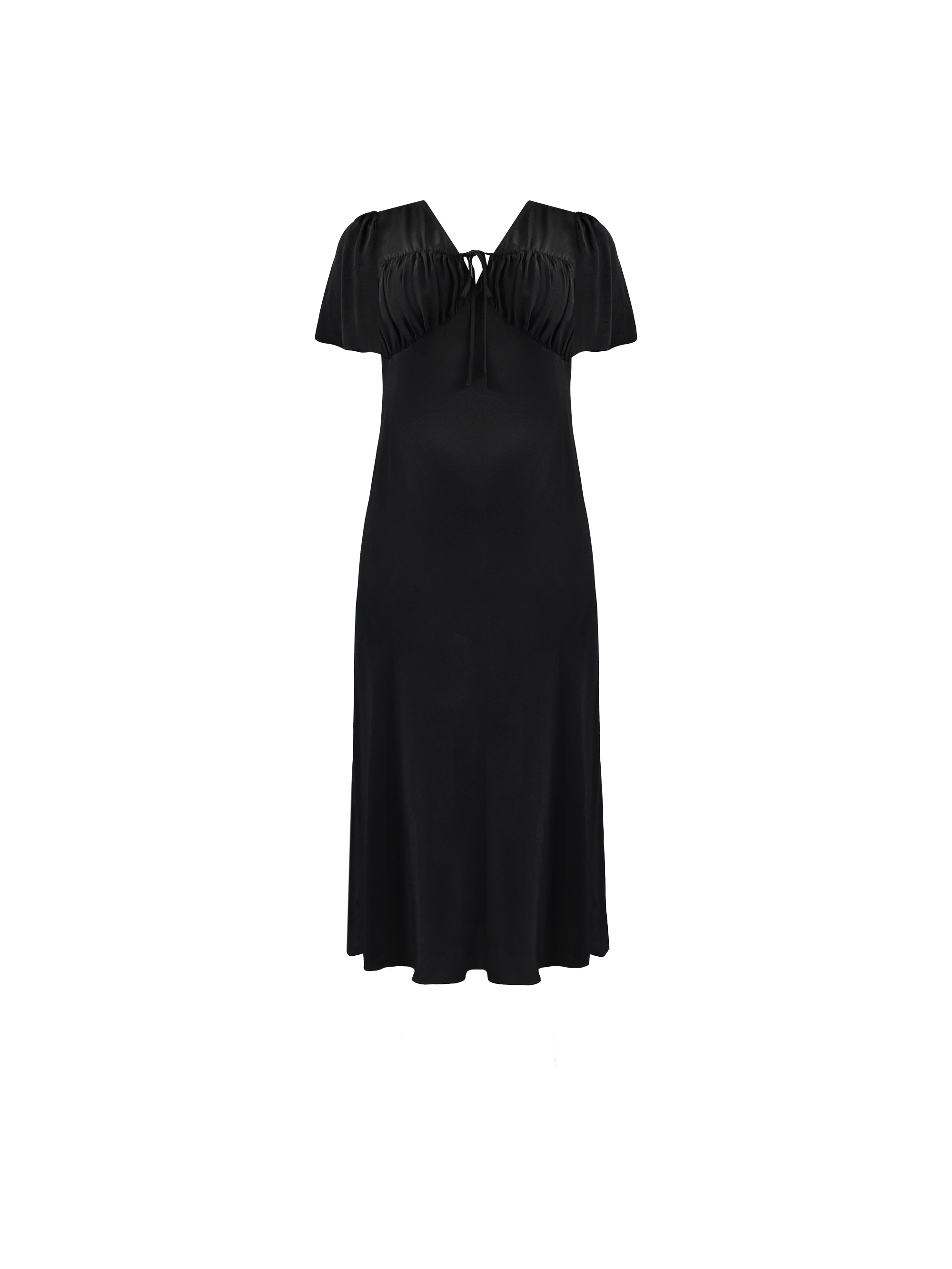 Black Ruched Front Maxi Dress