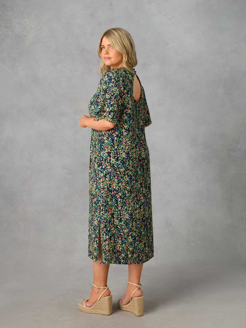 Floral Flutter Sleeve Midaxi T-Shirt Dress