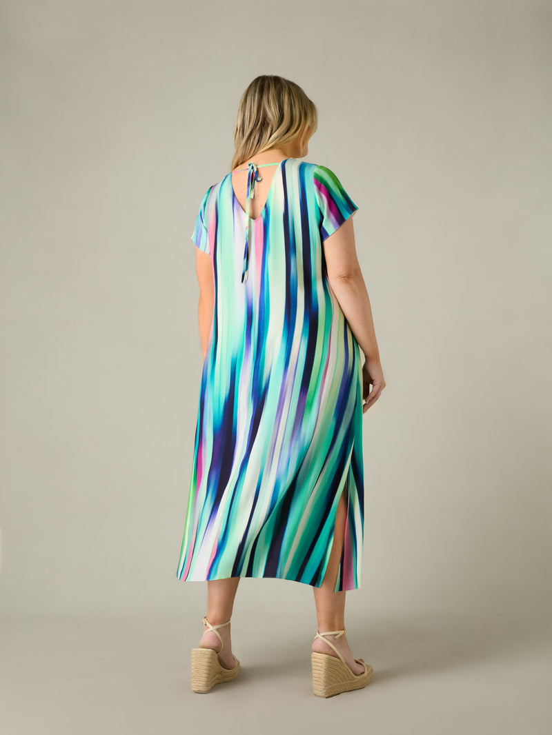 Abstract Print Hanky Hem Midi Dress