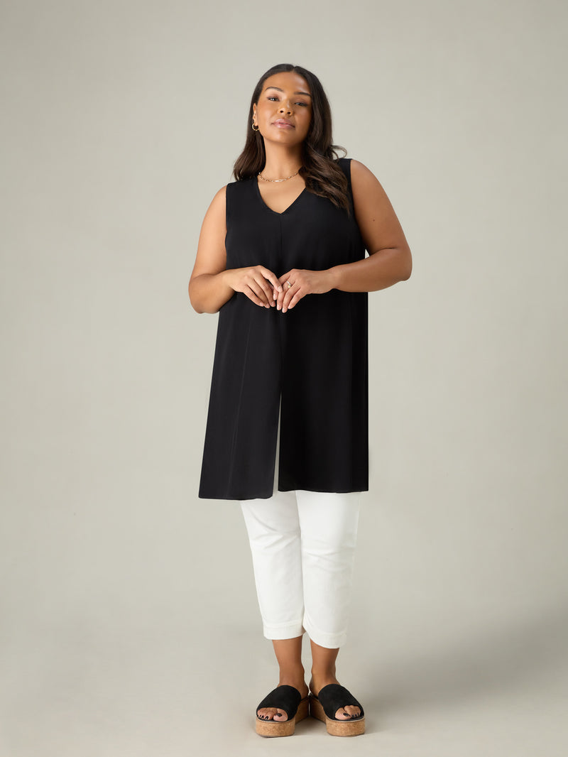Black Split Front Tunic