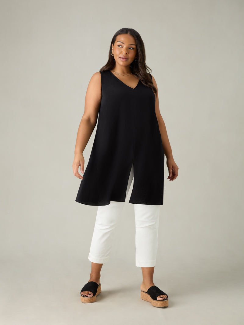 Black Split Front Tunic