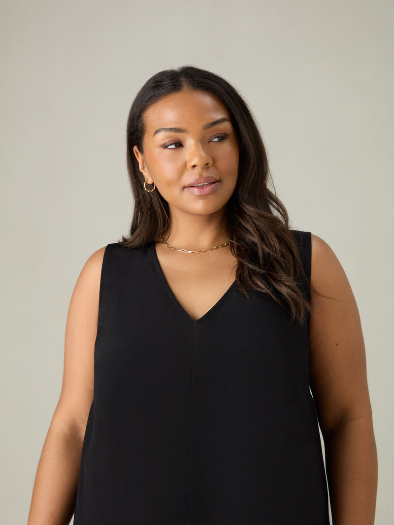 Black Split Front Tunic