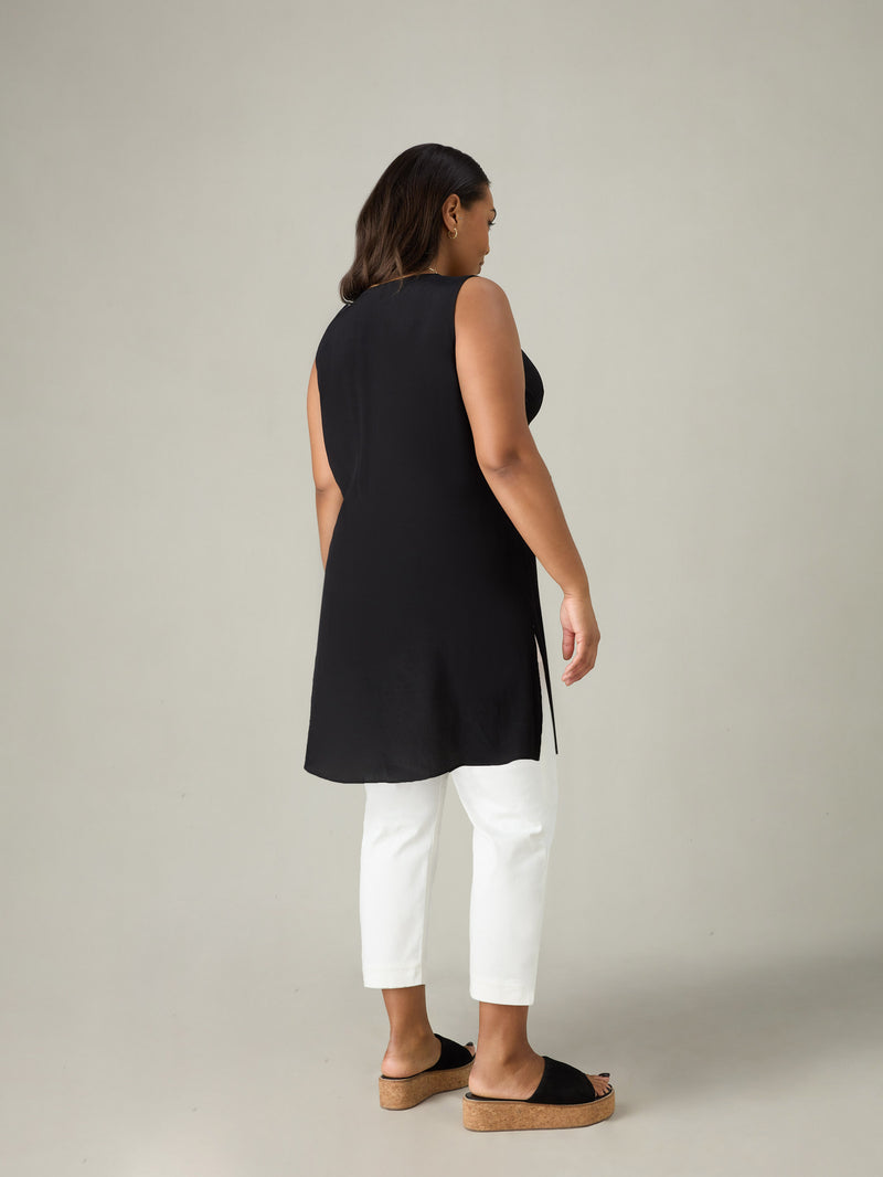Black Split Front Tunic