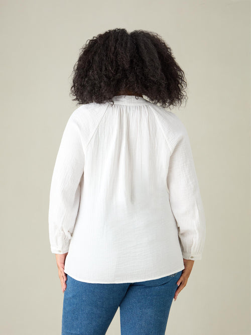 White Cotton Crinkle Top
