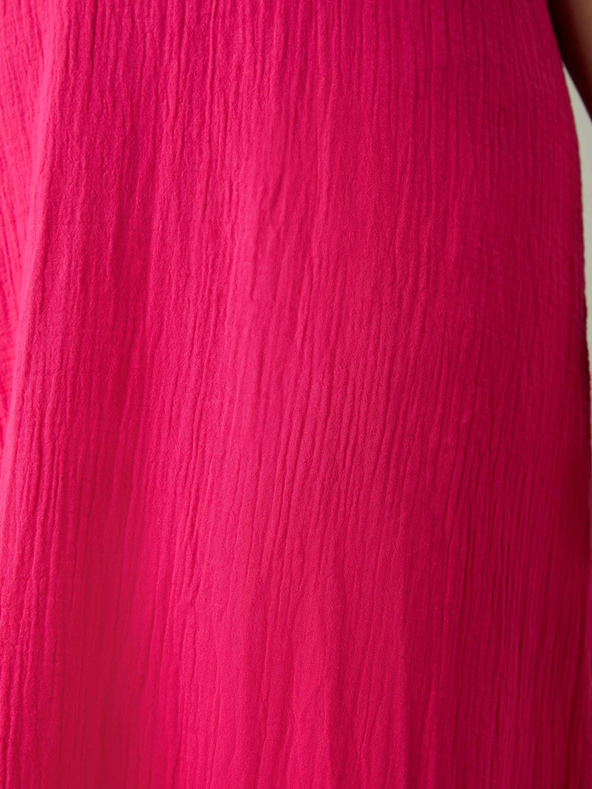 Pink Cotton Crinkle Ring Detail Dress