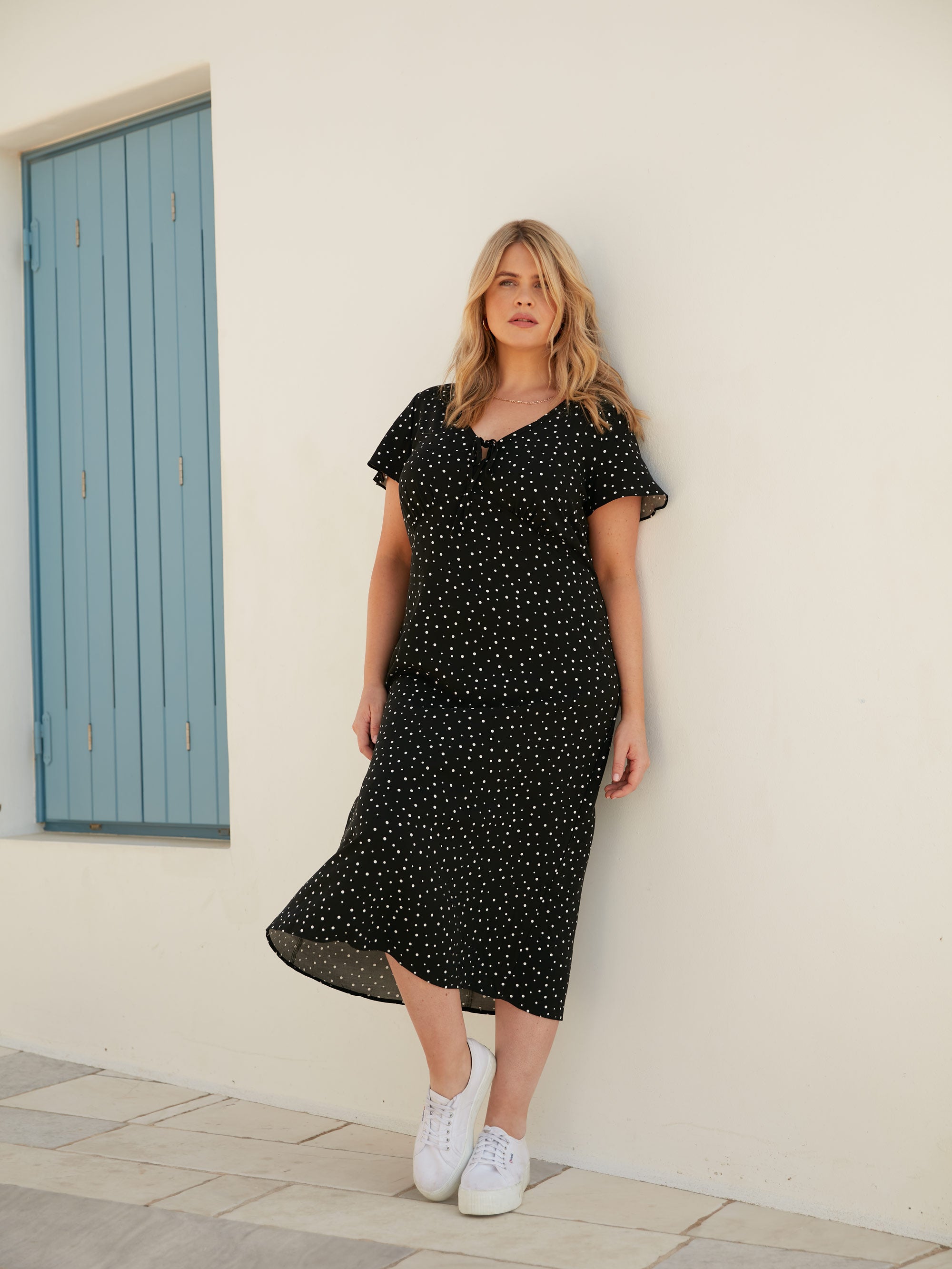 Black spot print dress best sale