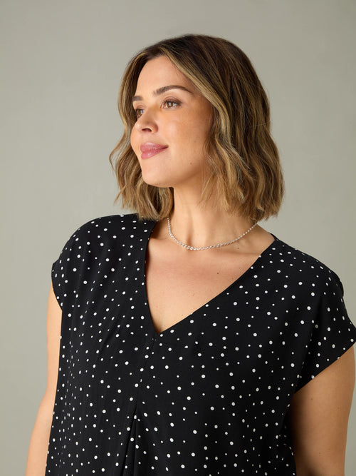 Polka Dot Pleat Front Top