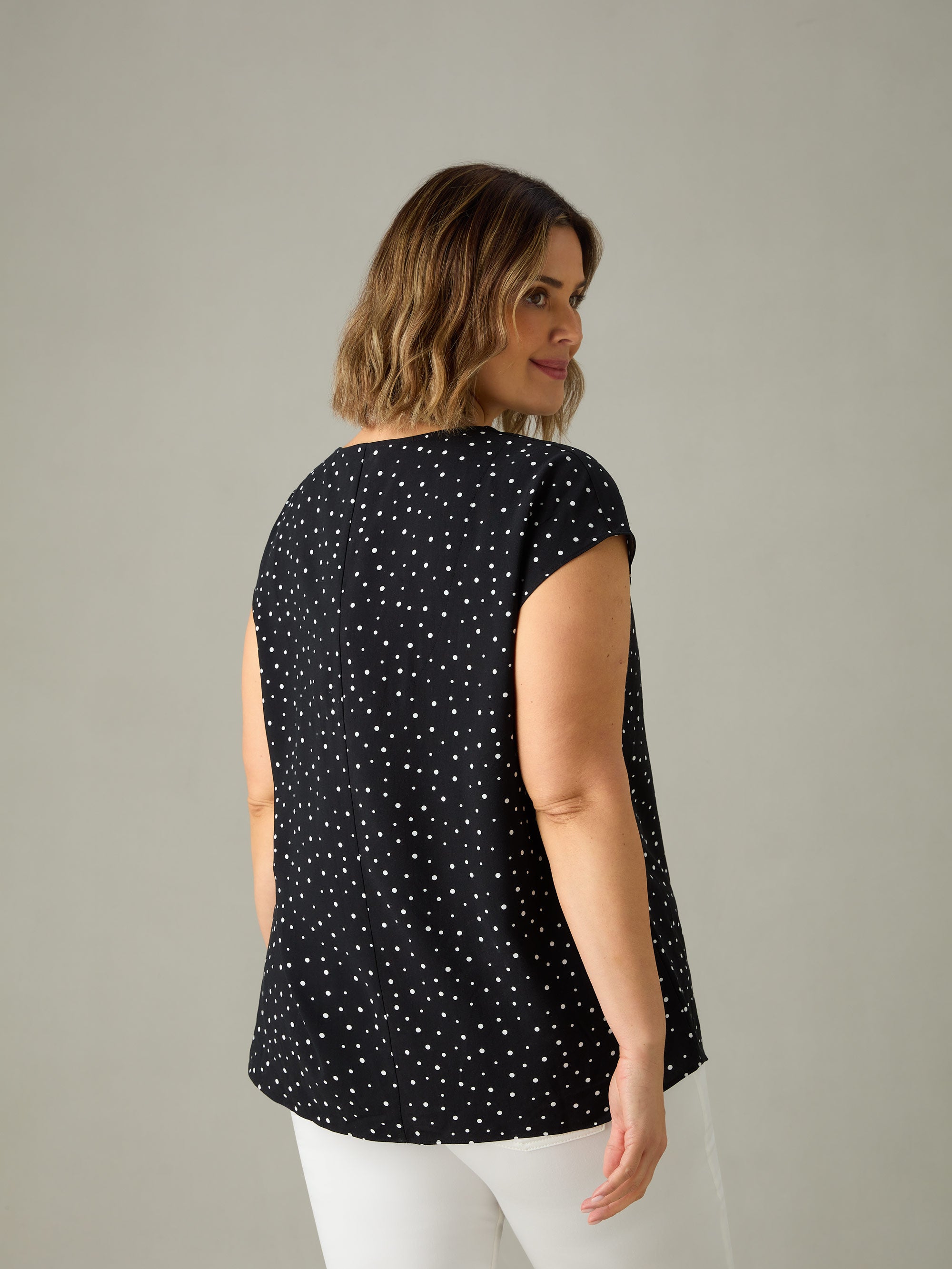 Polka Dot Pleat Front Top