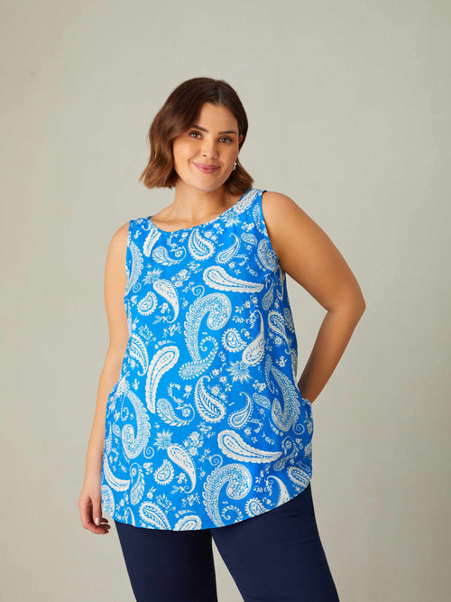 Blue Paisley Print Vest