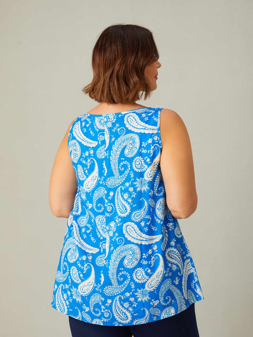 Blue Paisley Print Vest