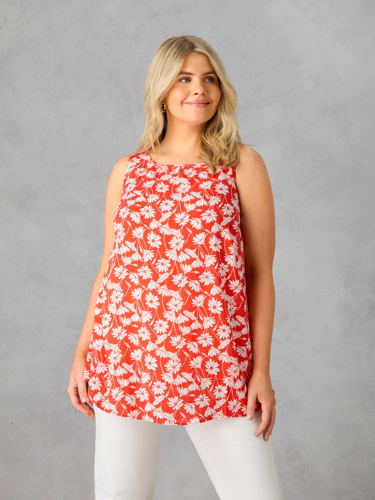 Red Vectorvest Red Floral Print Vest