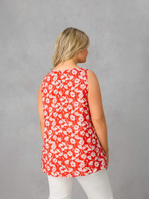 Red Floral Print Vest