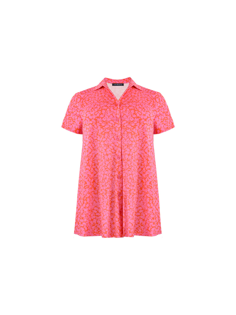 Pink Floral Jersey Relaxed Shirt