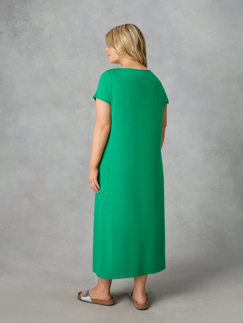 Green Jersey Side Split Midaxi T-Shirt Dress