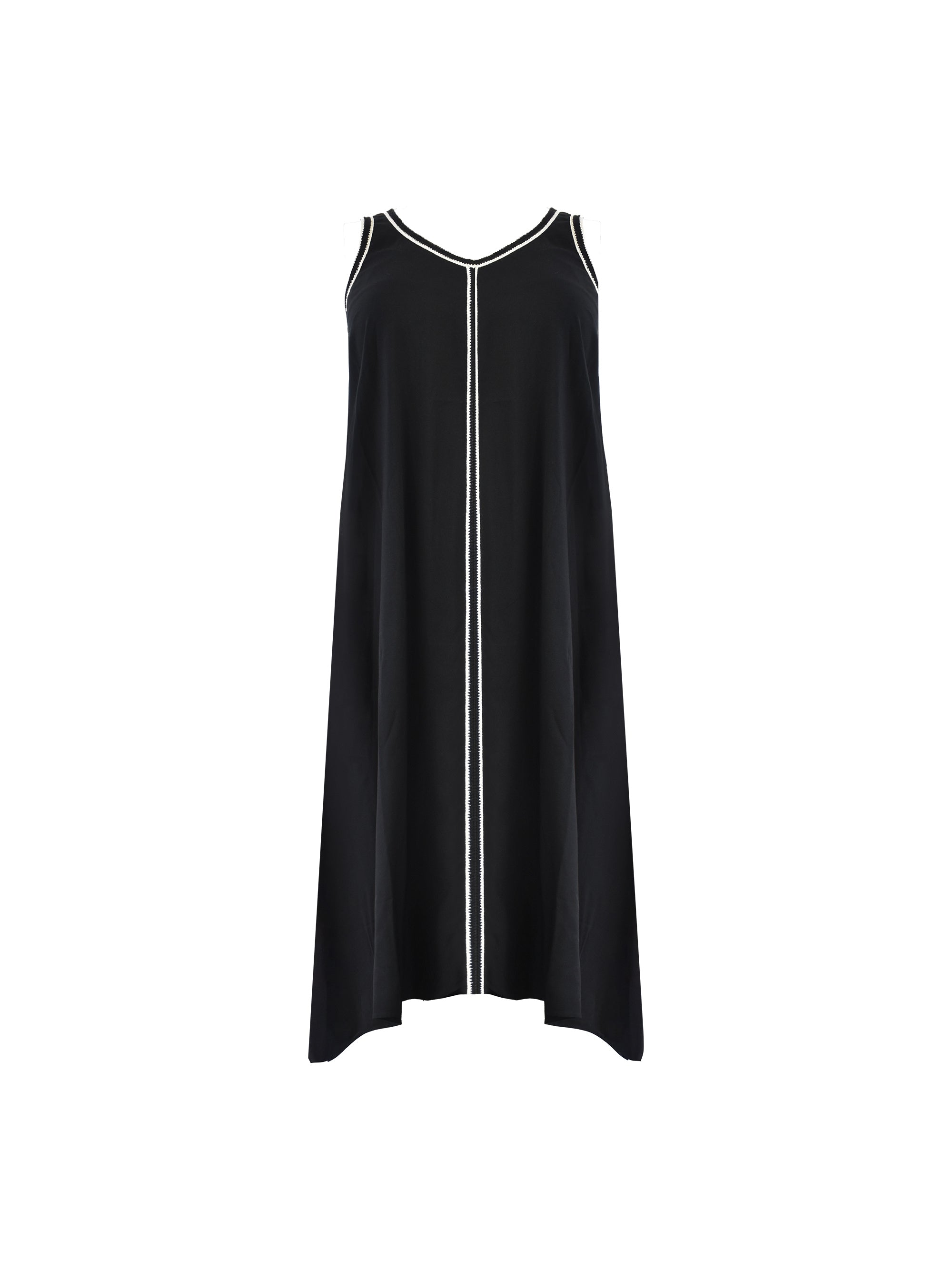 Petite Black Knit Trim Hanky Hem Dress Petite Black Knit Trim Hanky Hem Dress