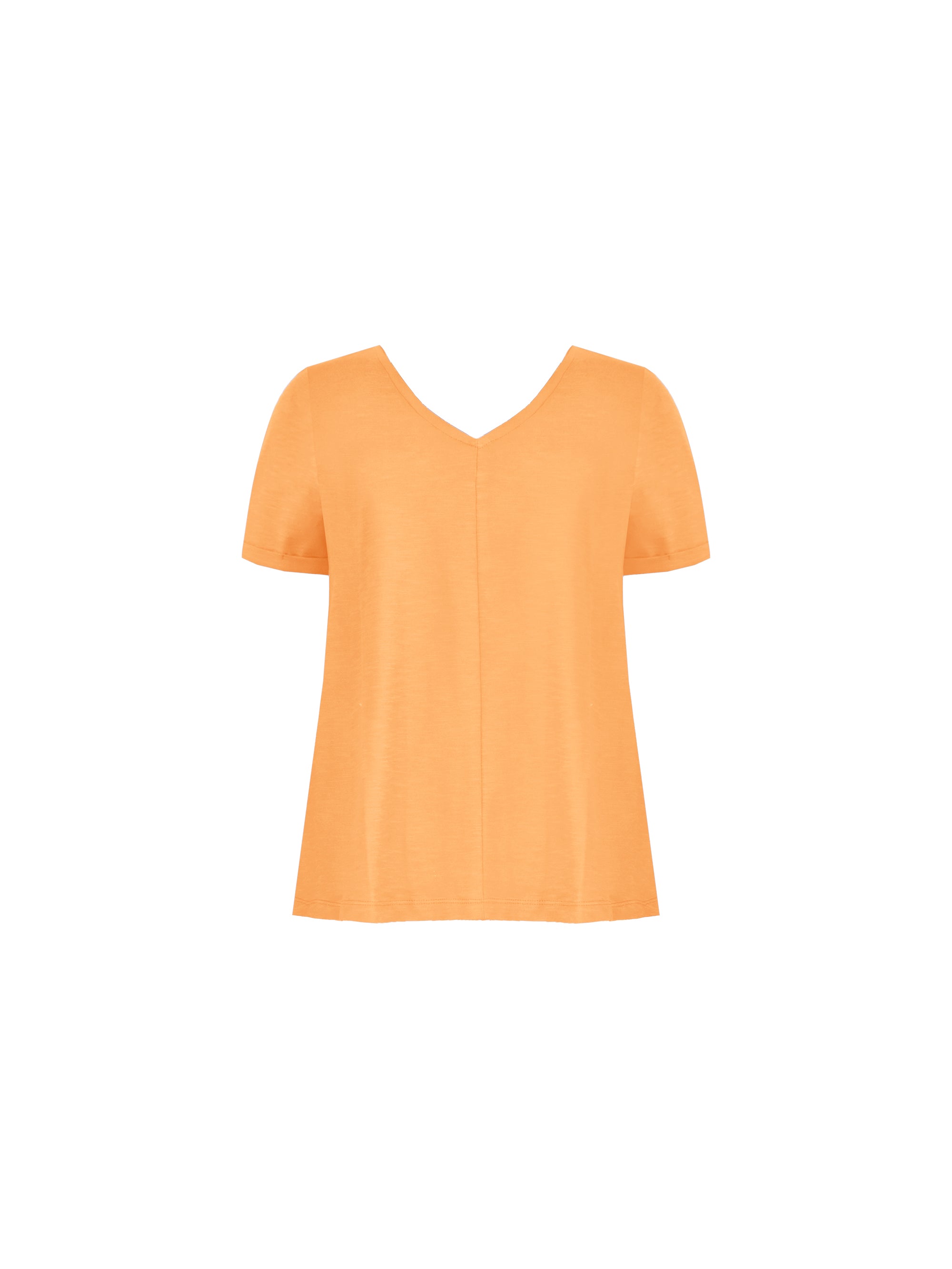 Orange Cotton Slub V-Neck T-Shirt