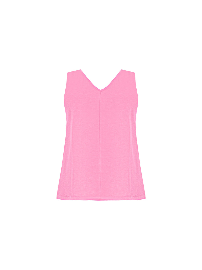 Pink Cotton Slub V-Neck Vest Top