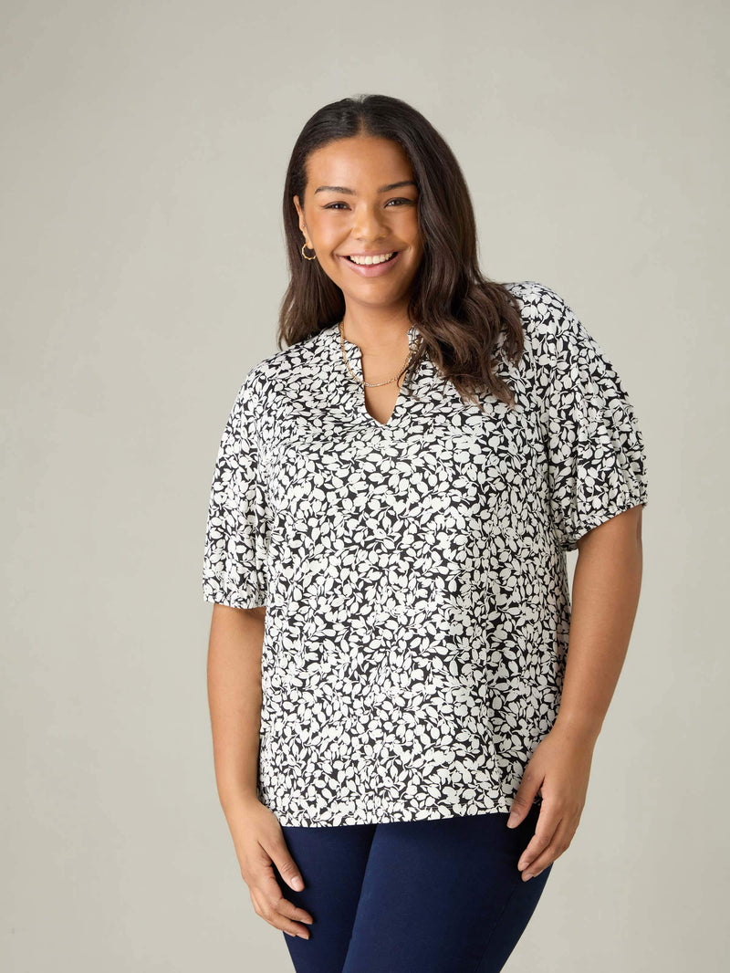 Mono Floral Jersey Blouse