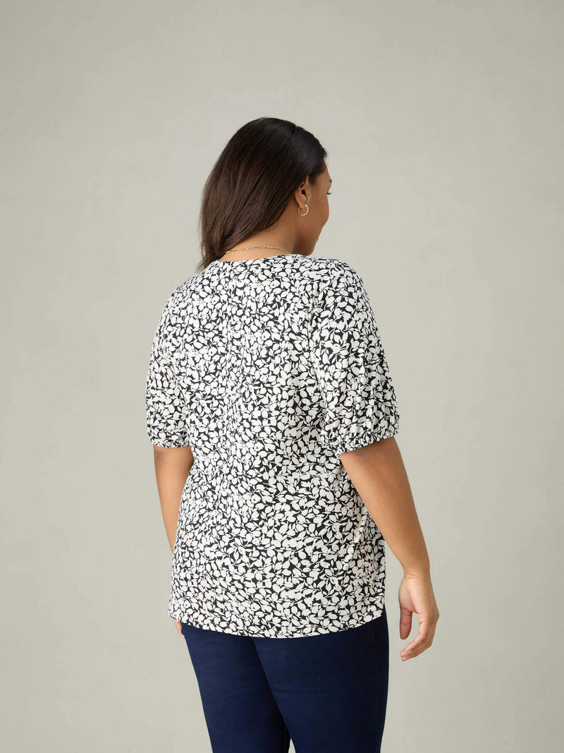 Mono Floral Jersey Blouse